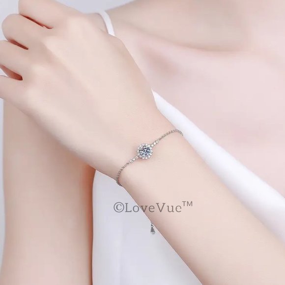 Certified 1ct. t.w. Diamond Halo Brilliant Cut Bracelet - Picture 7 of 16